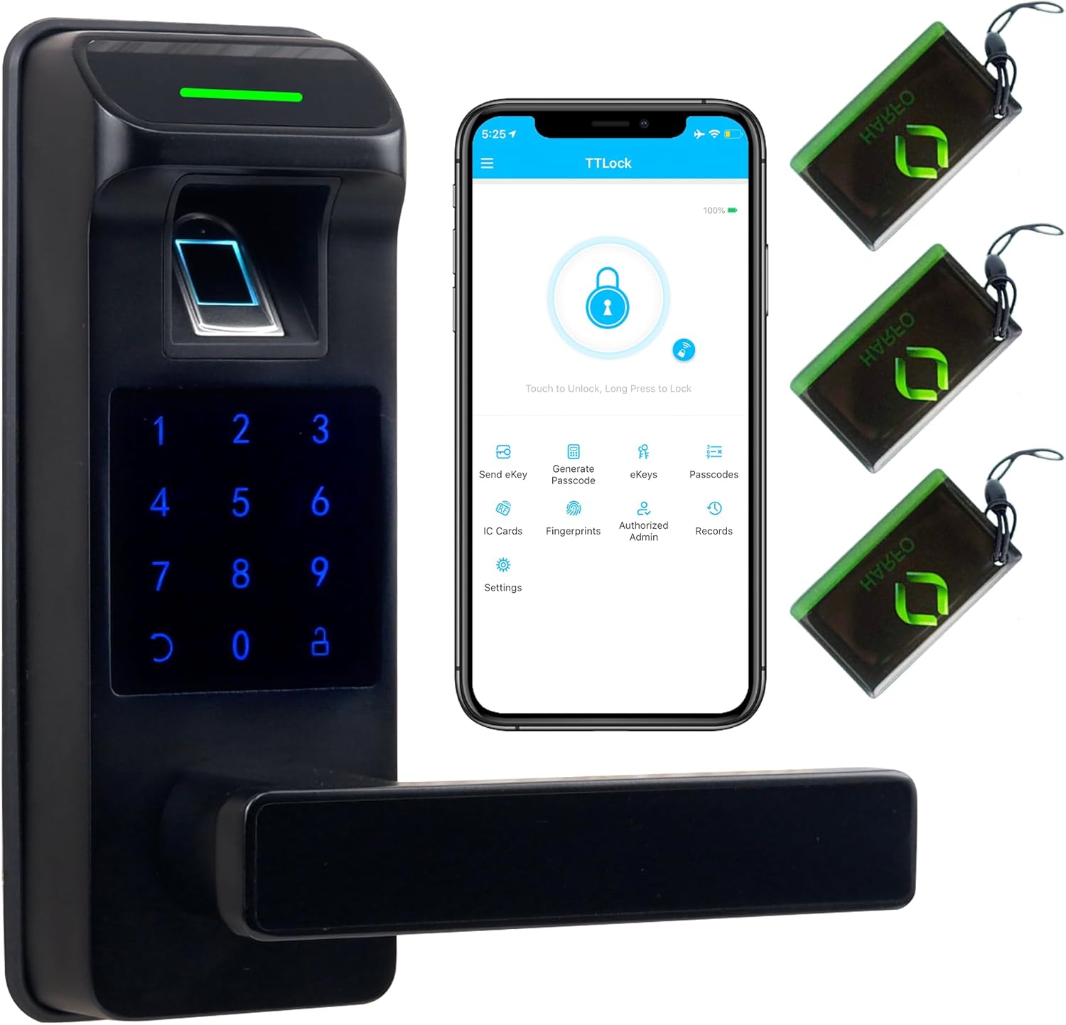 Harfo Fingerprint Door Lock, Heavy Duty Keyless Entry Door Lock, 5 in 1
