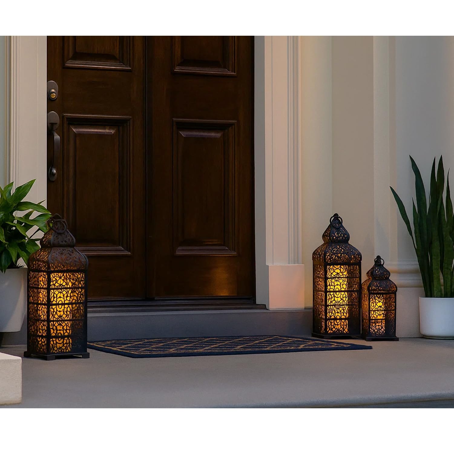 Vela Lanterns Tempio Marocchino Candele Lanterne, Nero, Set di 2