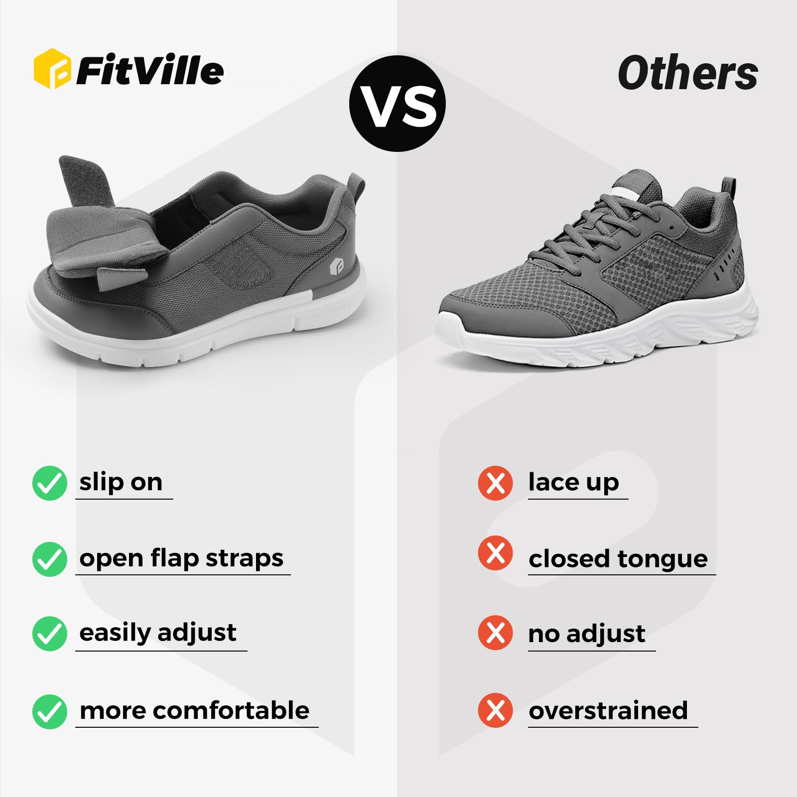 FitVille Scarpe Uomo Extra Larghe Scarpe Casual Sneaker per Piedi Sensibili Regolabili con Chiusura a Strappo
