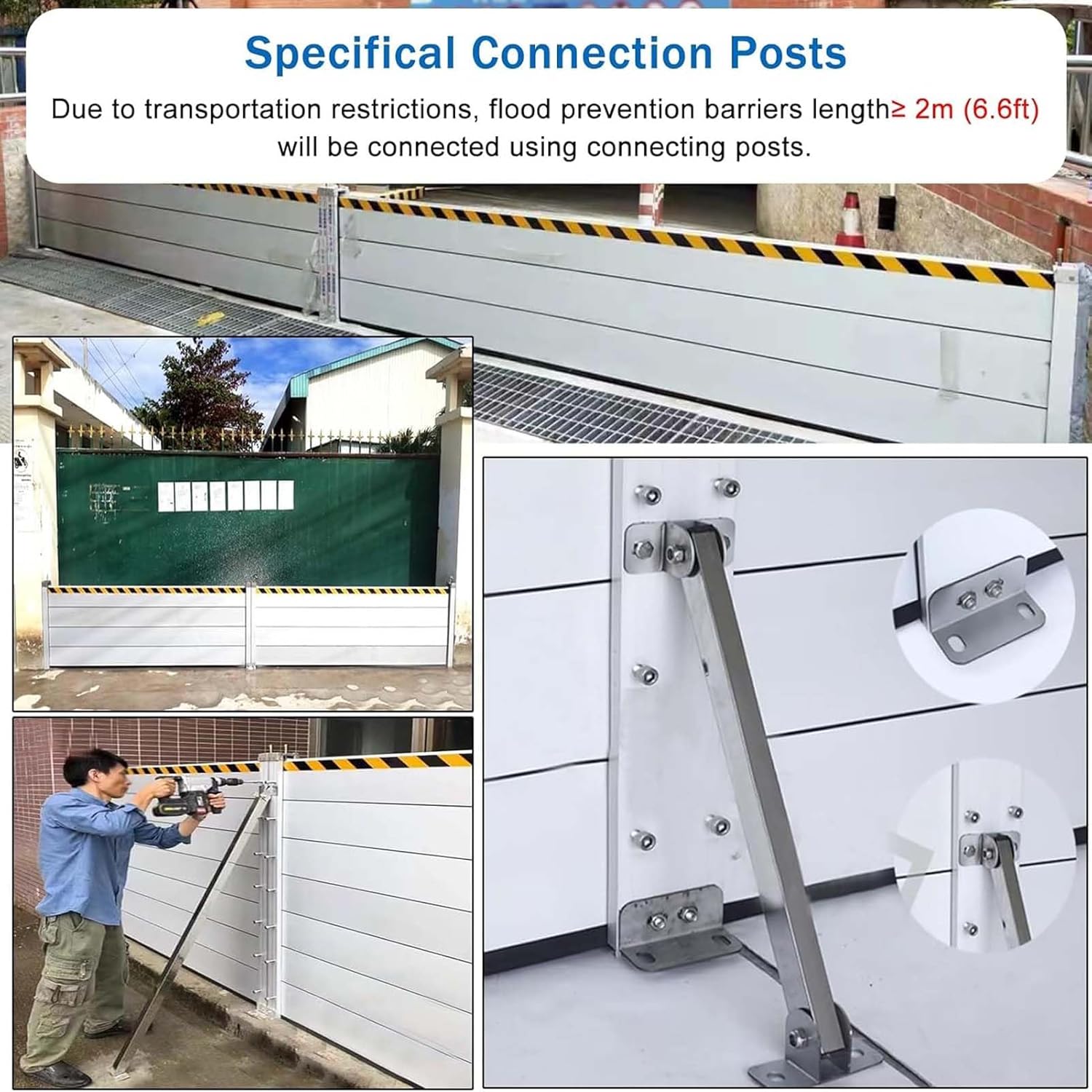 Doorway Flood Barrier, Garage Door/Basement Reusable Water Prevention System Flood Panel, Heavy Duty Aluminum Water Stopper Flood Control Barrier