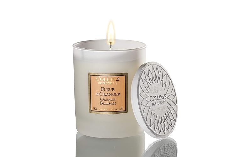 Collines de Provence C0108FOR Bougie parfumée Fleur d'oranger, Transparent, 6,8 cm x 6,8 cm x 9,4 cm