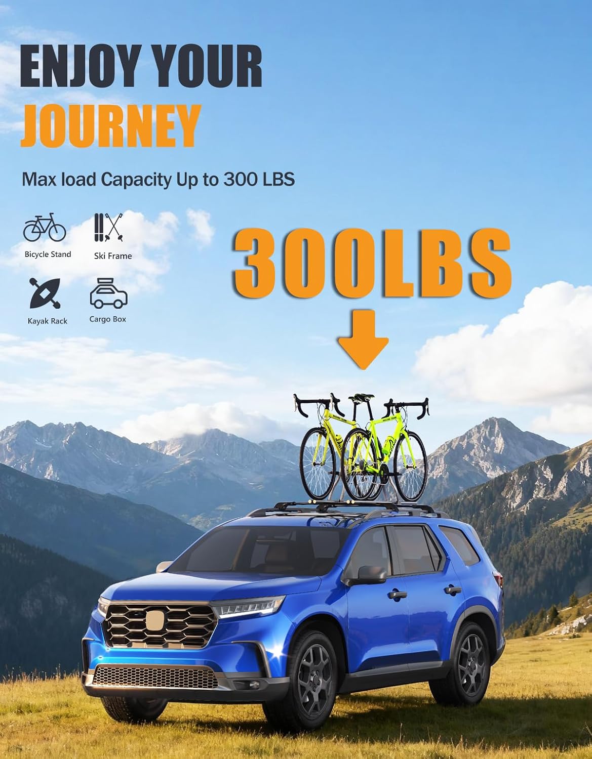 KINGGERI 300lbs Lockable Roof Rack Cross Bars Compatible with Honda Pilot 2023-2026 Sport TrailSport Touring Elite with Raised Rails, Aluminum Crossbars Rooftop Racks Carrier