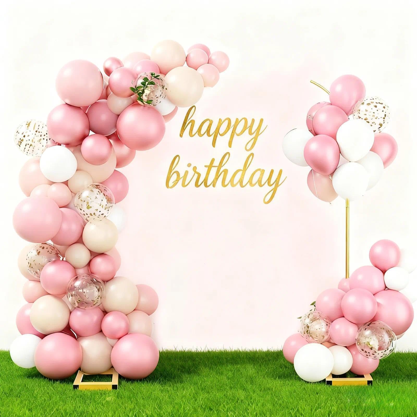 Metall Ballonbogen Ständer, Hochzeitsbogen Hintergrund Ständer Set, Halbrunder Goldener Ständer Geeignet für Geburtstage, Hochzeiten, Babytaufen und Alle Arten Von Feierlichkeiten(204cm & 241cm)