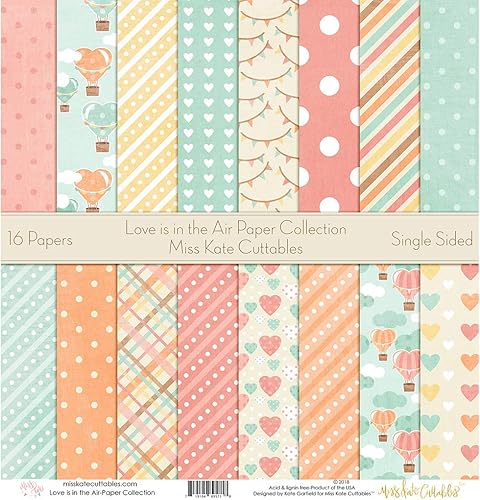 Miniatura 4 de Paquete de papel con patrón – Love is in the Air – Álbum de recortes de papel especial premium de una cara de 12 x 12 pulgadas, colección incluye 16