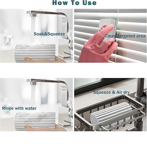 Miniatura 4 de Plumero de avestruz, plumero húmedo Ddzmz esponjoso natural con mango de madera, esponja mágica de limpieza de polvo y suministros de limpieza de