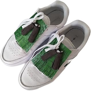 Custom Shoe Fringes | Animal Print Shoe Clips | Crocodile Leather Kilties | Green Saddle Shoe Tassels (Kiltie & 8 Tassels)