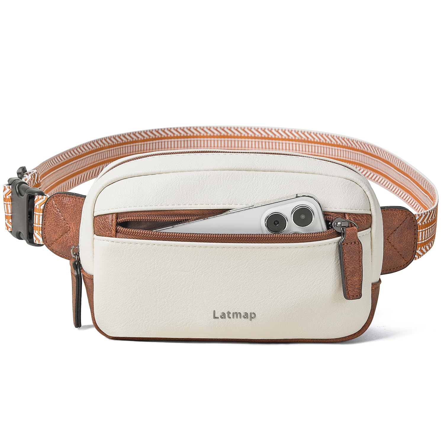 2L Fanny Packs Everywhere Belt Bag Small Fashion Crossbody Waist Pack Faux Leather Waterproof Sling Chest Bag For Women Beige