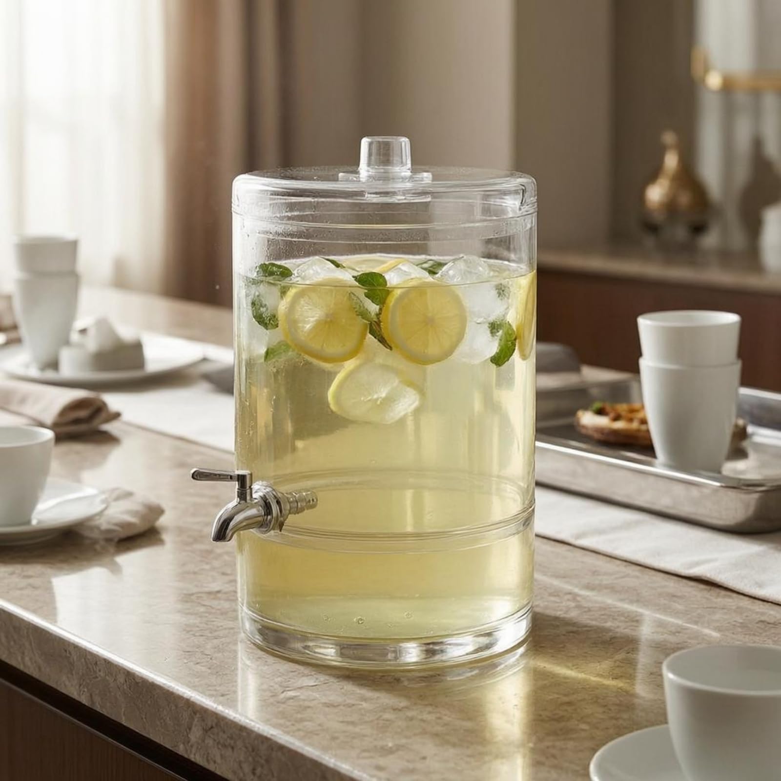 Dispensador de Bebidas Elevada Apoyo Central Diseño Abierto Marco de Madera para Presentación de Refrescos sin Derrames Adecuado para Comidas, Transparent F