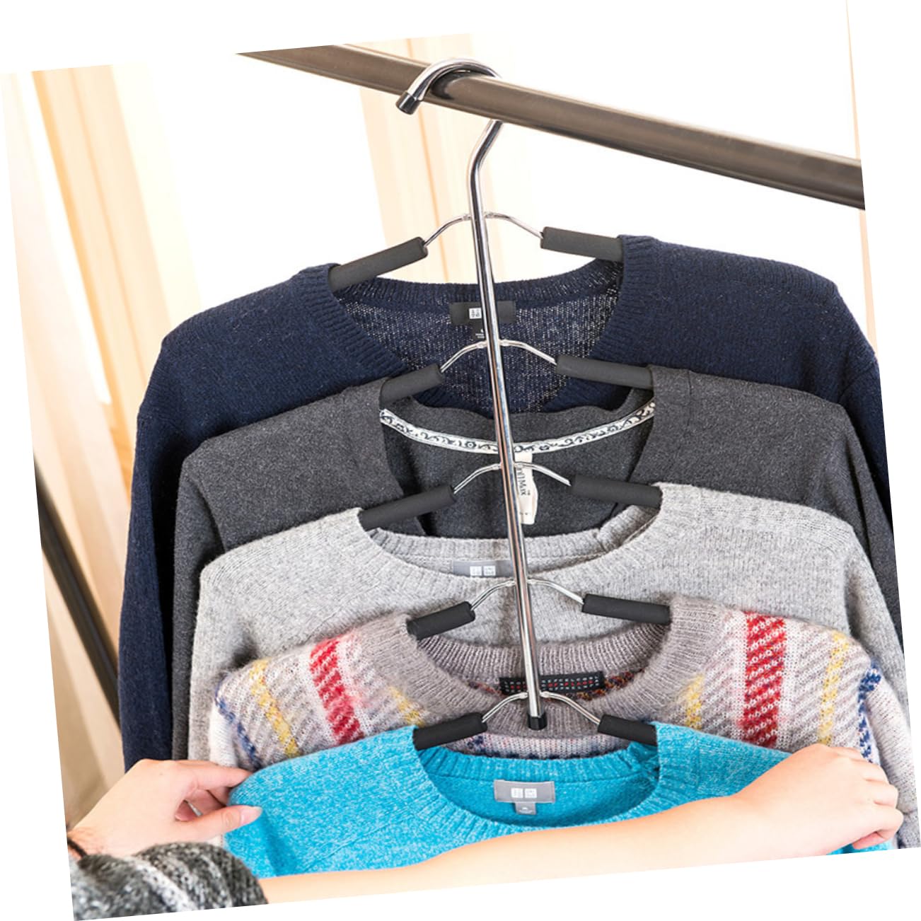 ABOOFAN Faltbarer Mehrlagiger Kleiderbügel mit Eva Schwamm Rutschfestes Garderoben Organizer für Jacken Mäntel Hemden Röcke T Shirts Platzsparend für Kleiderschrank Reise