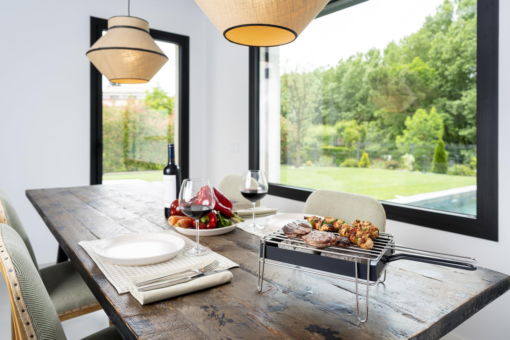 Sauvic Barbecue da Tavolo Inossidabile 25x20 cm con cassetto