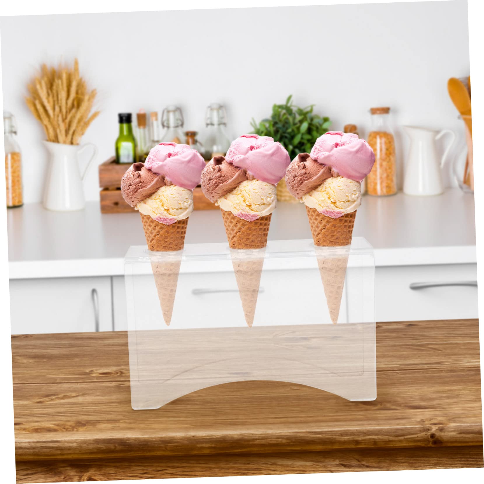 Amazon.co.jp: GRADENEVE 透明製アイスクリームコーンホルダー 卓上用