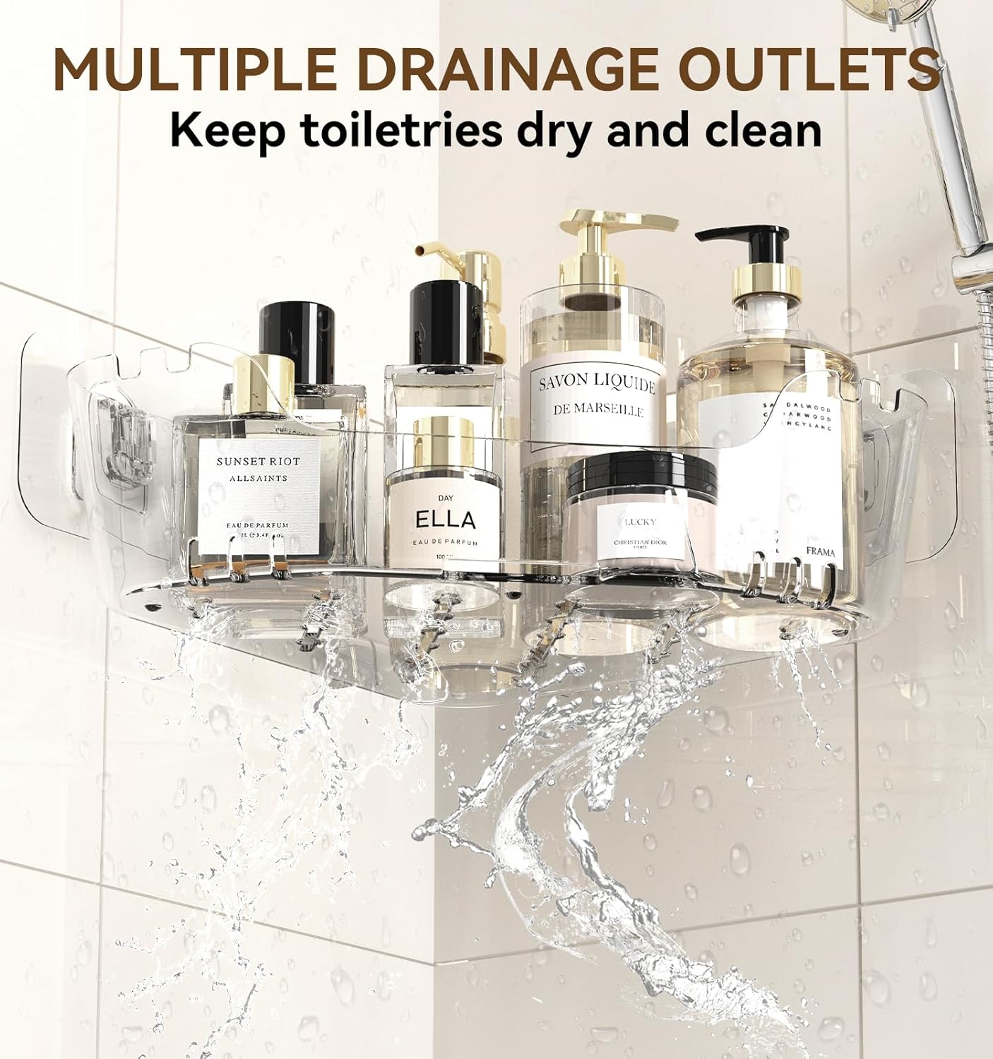 Corner Shower Caddy, 3-Pack Adhesive Shower Organizer with Soap Holder and Hooks, Rustproof Corner Shower Shelves, No Drilling Bathroom Organizer for Bathroom