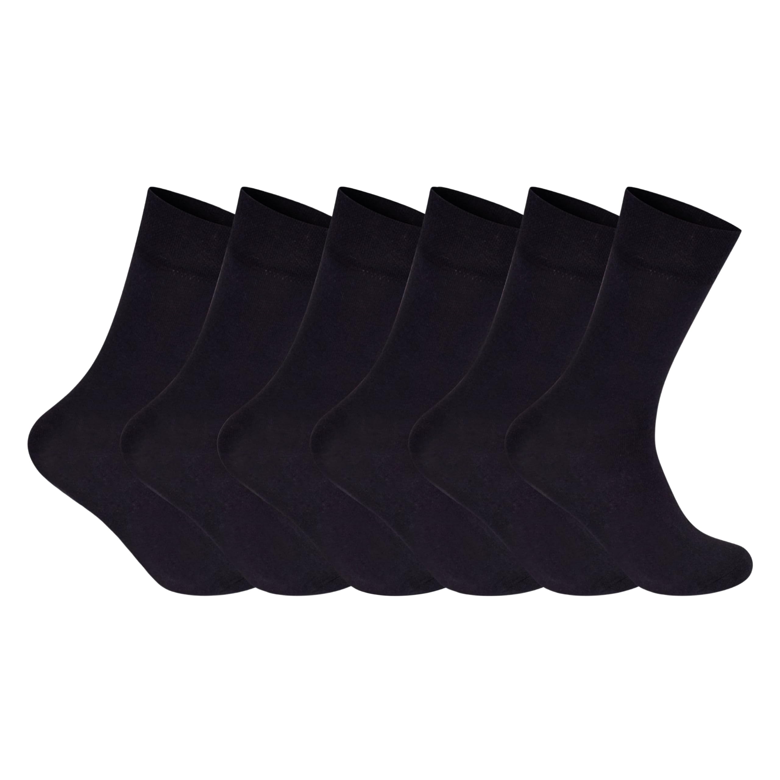 ShopMCR 6 Pairs Diabetic Socks for Men – Easy Grip, Loose Soft Top, Smooth Toe Seam, Non-Elastic Cuff, Comfortable Fit, Size UK 6-11 (6P, Black)