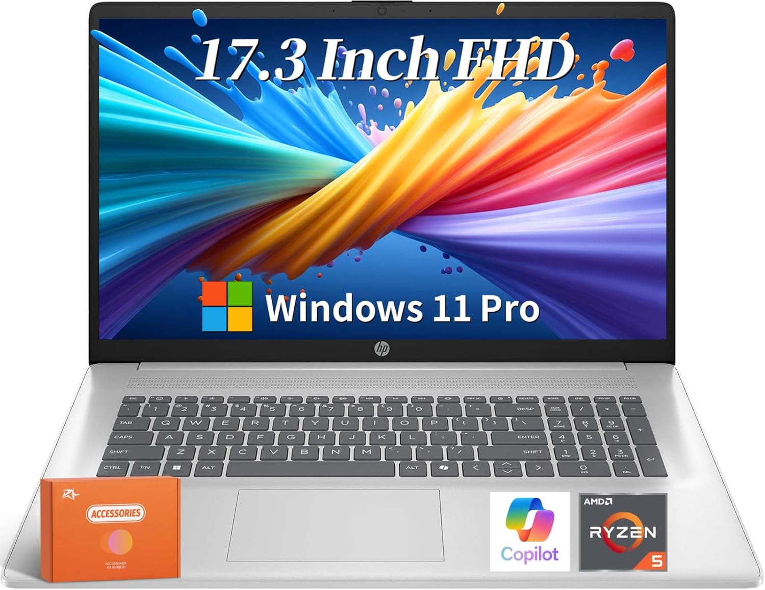 HP 17 Inch Laptop 2025, 17.3″ FHD IPS Display, 64 GB RAM, 2 TB SSD, AMD Ryzen 5 …