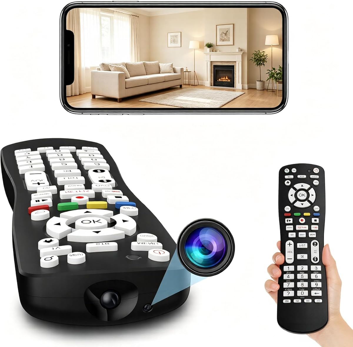 Cámara 2 en 1 con WiFi HD 1080P, cámara remota de TV con detección de vídeo y movimiento para seguridad interior del hogar, cámara inalámbrica para niñera