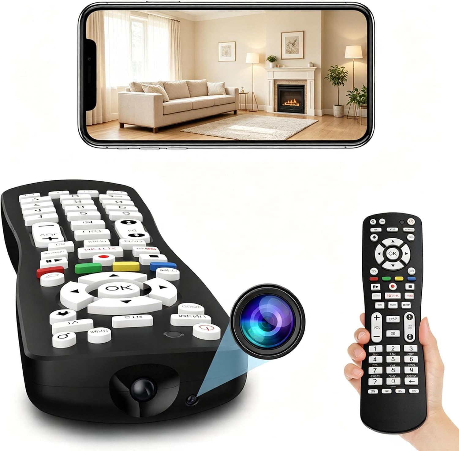 2 in 1 Use WiFi HD 1080P Camera TV Remote Camera with Video and Motion Detection for Indoor Home Security Wireless Nanny Cam