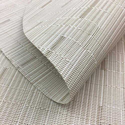 Miniatura 4 de Juego de 6 manteles individuales de vinilo tejido ovalado de bambú de imitación rojo A, resistentes al calor, lavables para mesa de cocina, color