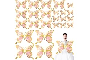24Pcs Large 3D Butterfly Party Decoration Big Gold and Pink Butterfly Wall Decoration Set