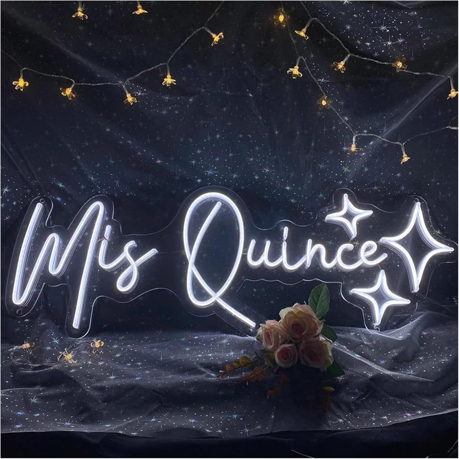 Mis Quince Custom Neon Sign Light for Wall Decor,Quinceanera Neon Light Birthday Gift,Wall Art Neon Led Light Up Signs Personalized Mis Sign Gifts for Her,Size:50cm