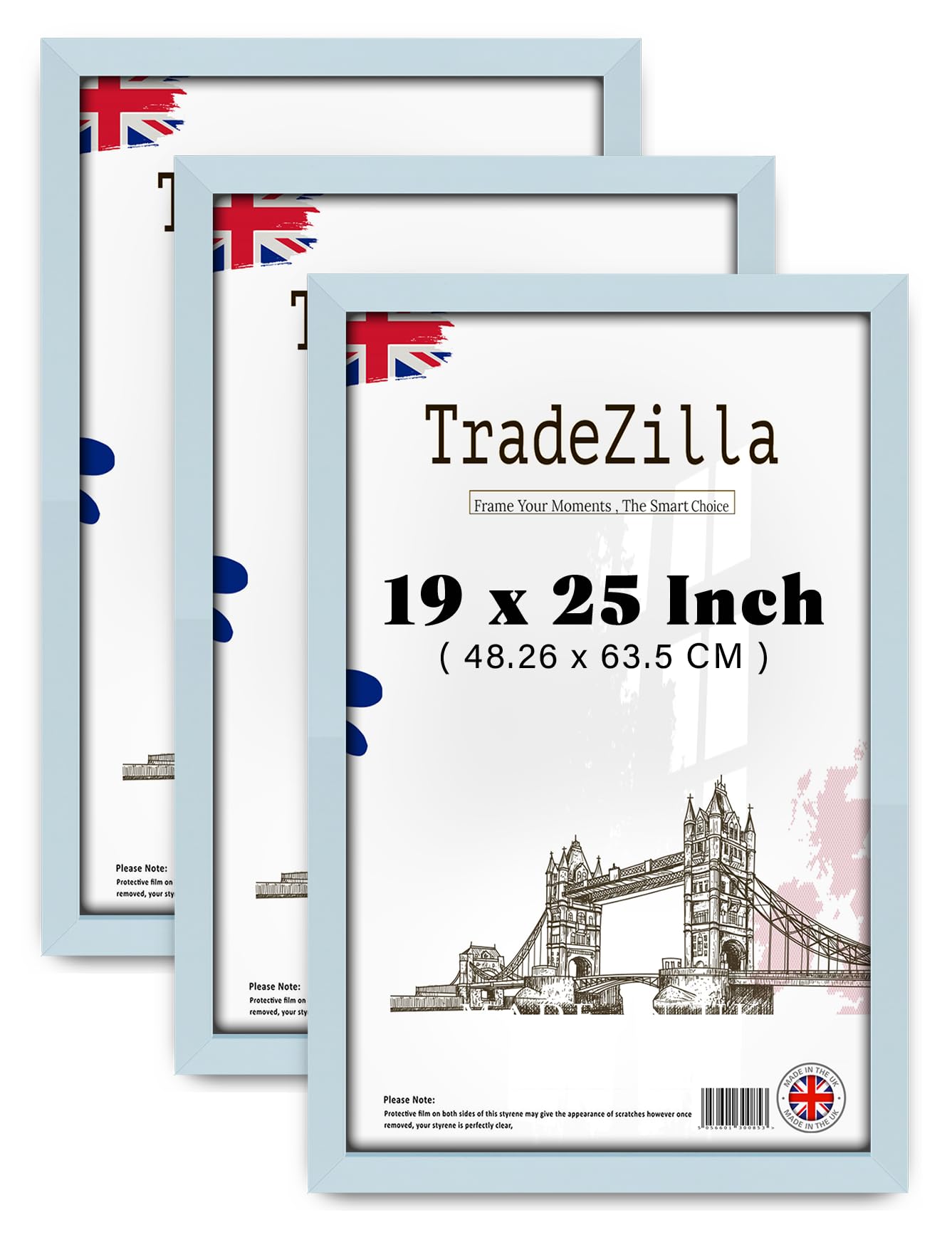 TradeZilla pack of 3 MDF Poster Frame (48.26 x 63.5 CM) Eton Wood Finish Picture Frame for Home & Office, Stylish Wall Gallery Frame with Hanging Hooks for Easy Display [ Light Grey ]