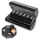 Weekly Pill Organizer 4 Times a Day, Large Pill Box 7 Day Daily Pill Case with 28 Extra Large Compartments Portable Travel Pill Container Big Medicine Organizer for Supplement Vitamin (Black)