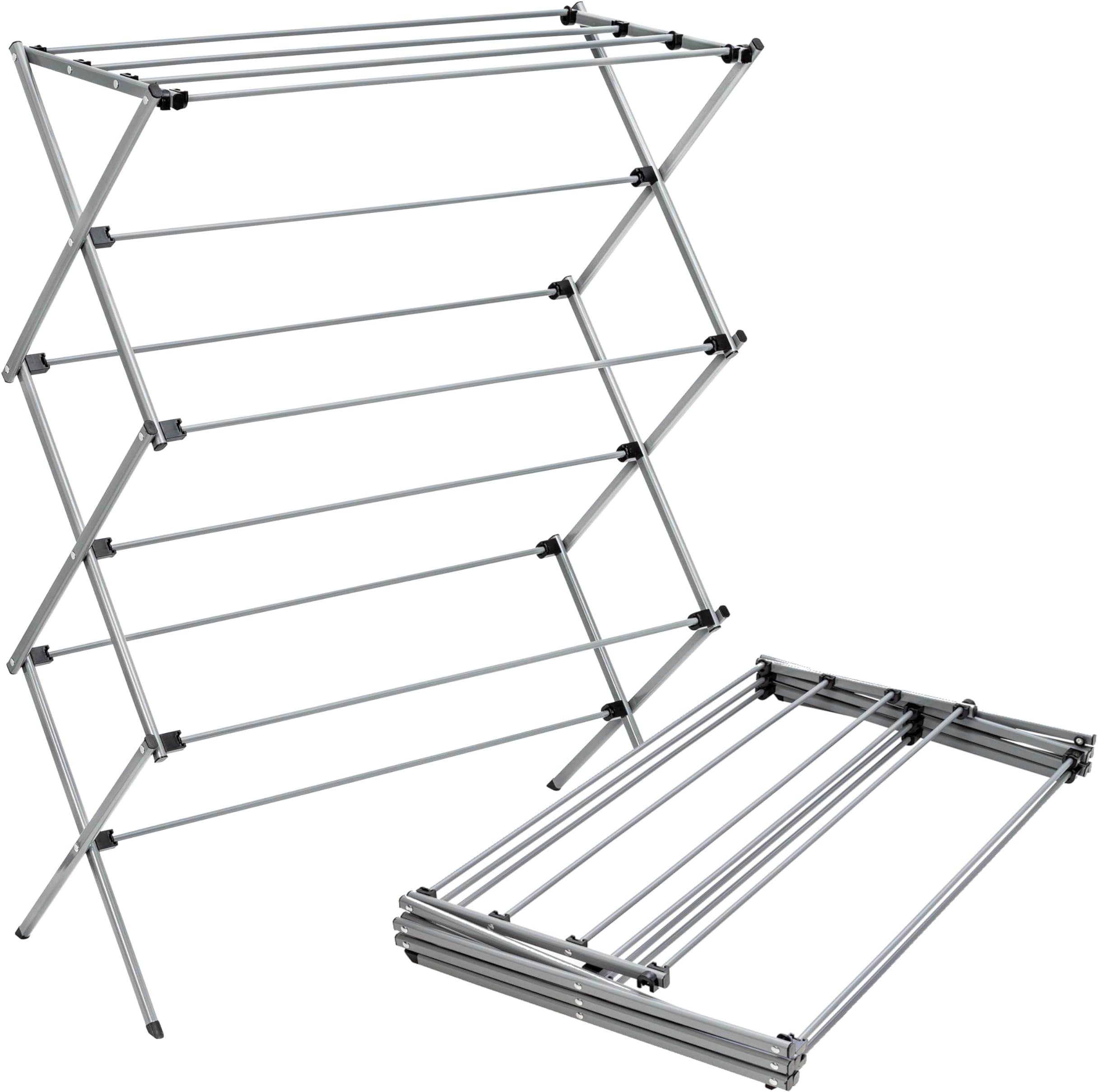 Honey-Can-Do Oversize Family-Size Laundry Drying Rack, 35.5" Extra-Wide (22% Wider Than Standard), 50lb Capacity Sturdy Steel, Foldable Clothes Rack, Silver