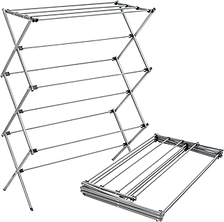 Honey-Can-Do Oversize Family-Size Laundry Drying Rack, 35.5" Extra-Wide (22% Wider Than Standard), 50lb Capacity Sturdy Steel, Foldable Clothes Rack, Silver