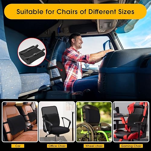 Miniatura 5 de Almohada de apoyo lumbar para silla y automóvil soporte de espalda para silla de oficina cojín de espuma viscoelástica con cubierta de malla