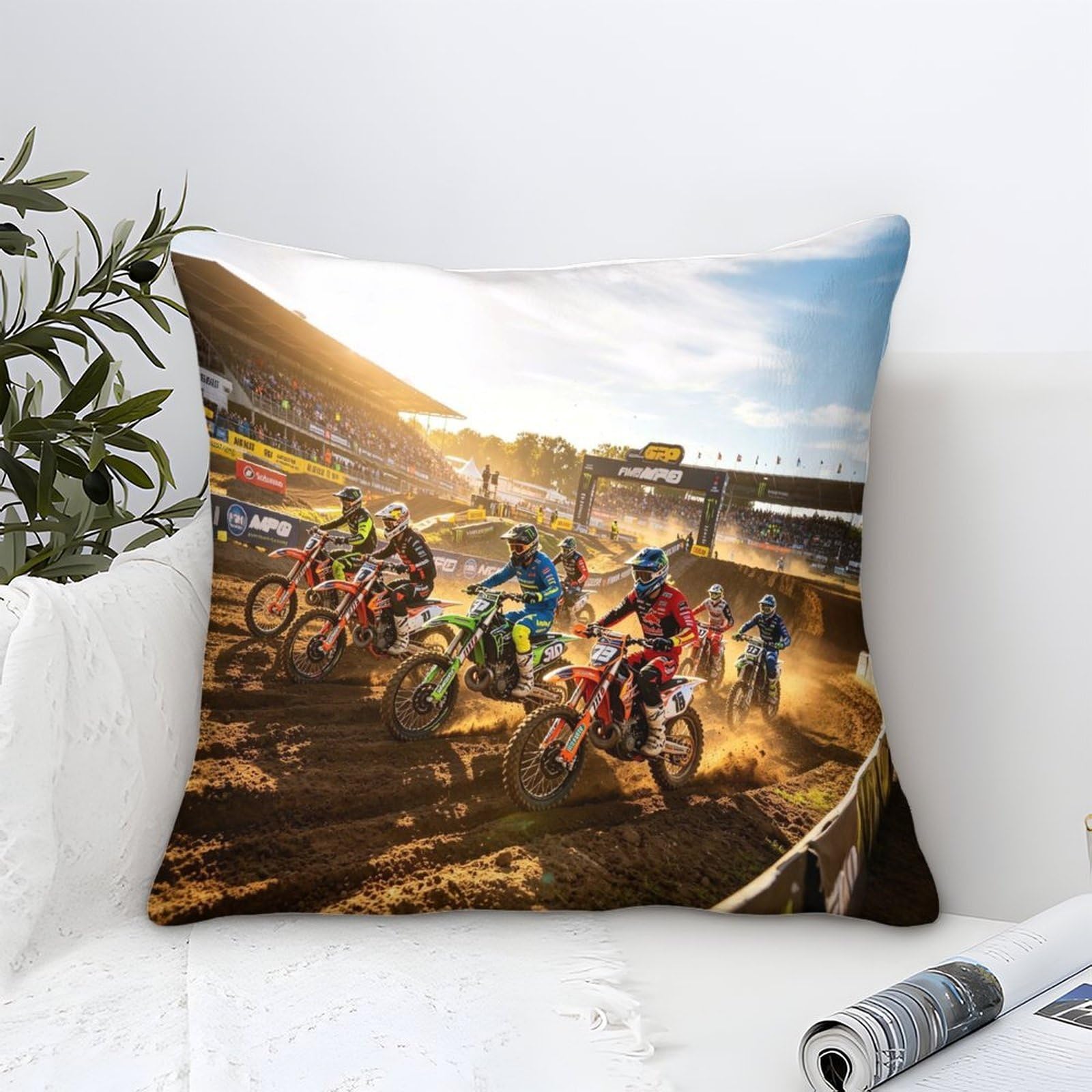 3U6C4M9K Dirt Bike Series Cushion Cover 45x45cm, Motorcycle Race Decorative Throw Pillow Case Microfiber