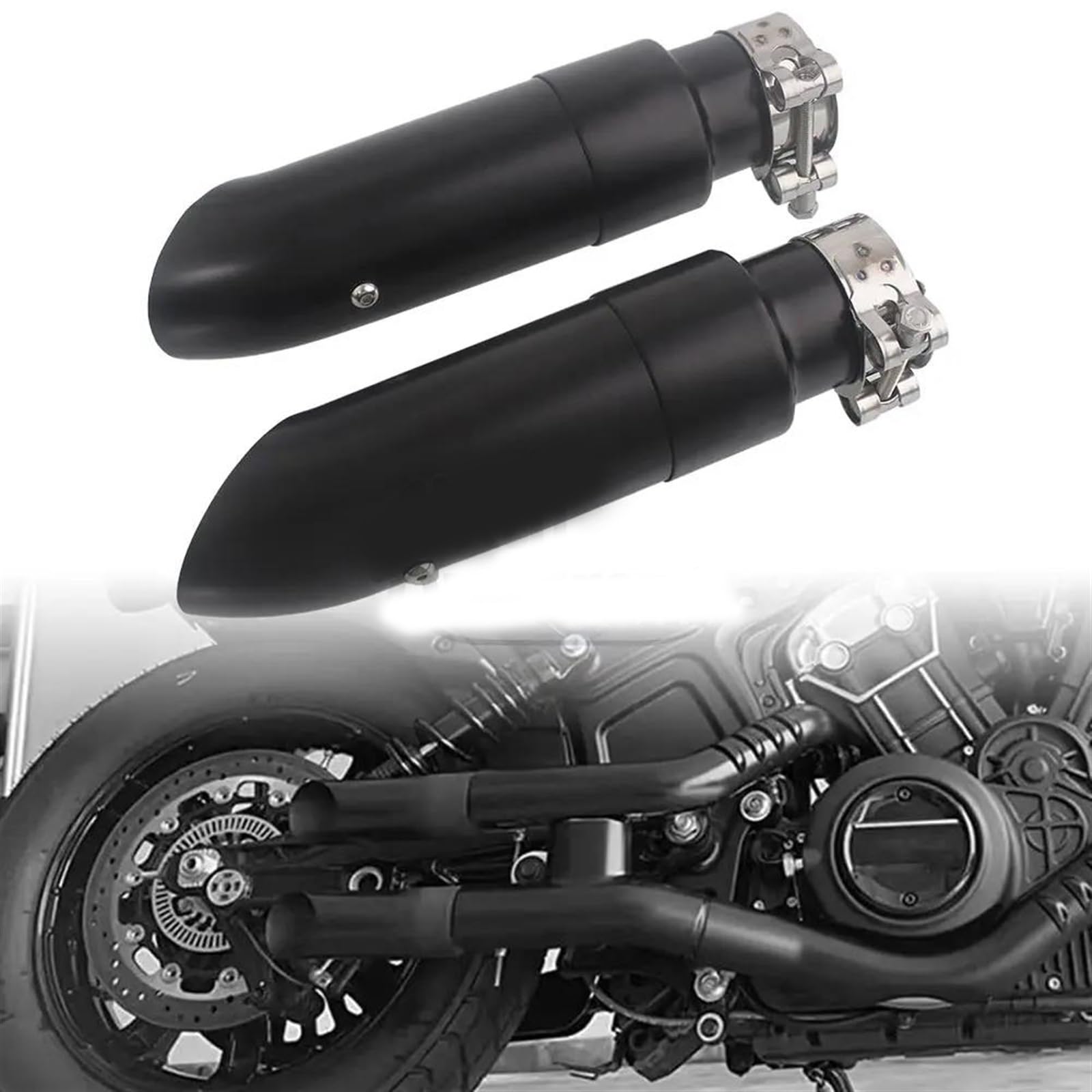 Tubos De Escape con Silenciador Accesorios para Motocicleta Tubo Doble Salida Aleación Acero para Indian Scout Bobber 2018-2024