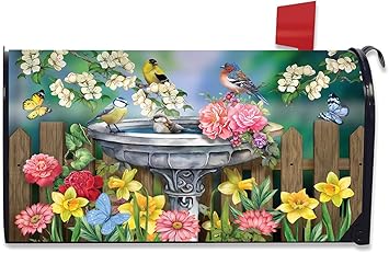 Briarwood Lane Birdbath in Bloom Mailbox Cover - Thumbnail 4