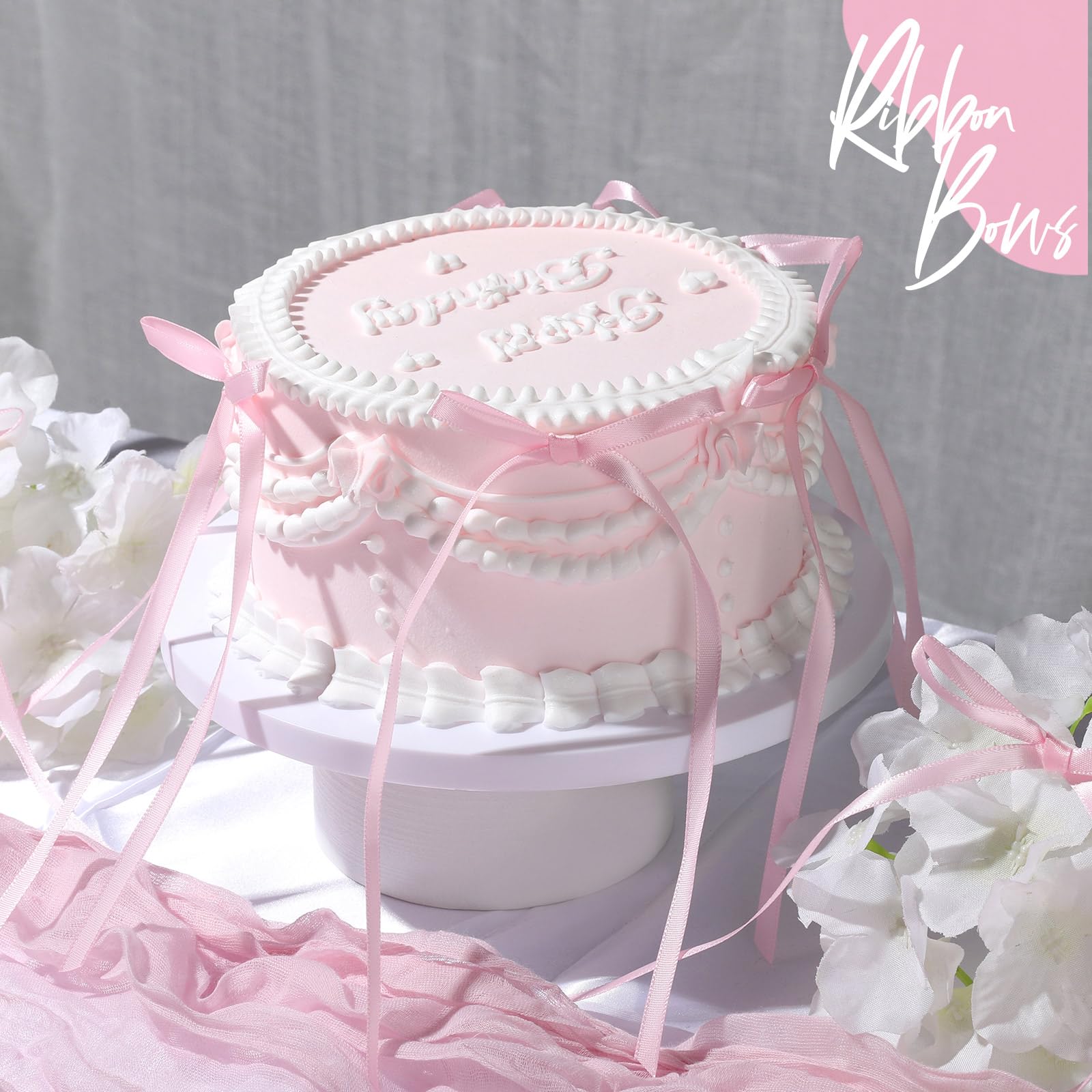 Bow Happy Birthday Cake Topper - Pink Bow Coquette Party Decor For 10th, Sweet 16, 21st Birthdays - View #6