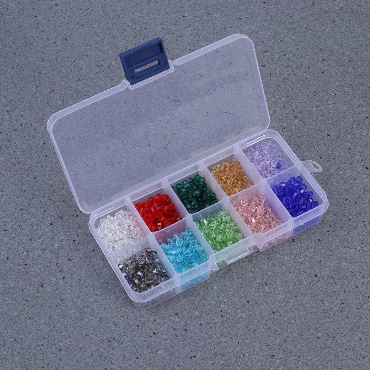 NUOBESTY 3000stücke Kristall-rhombus-perlen Farben Glasperlen Für Schmuckherstellung Für Armbänder Halsketten Und Bastelaccessoires Praktischer Aufbewahrungsbox