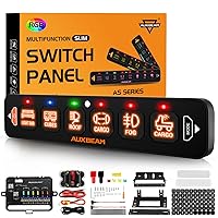 Vista 8 de Auxbeam Panel de interruptores de 4 bandas delgado RGB AS-R40 Panel de interruptor atenuable automático con pulsación momentánea, retroiluminación