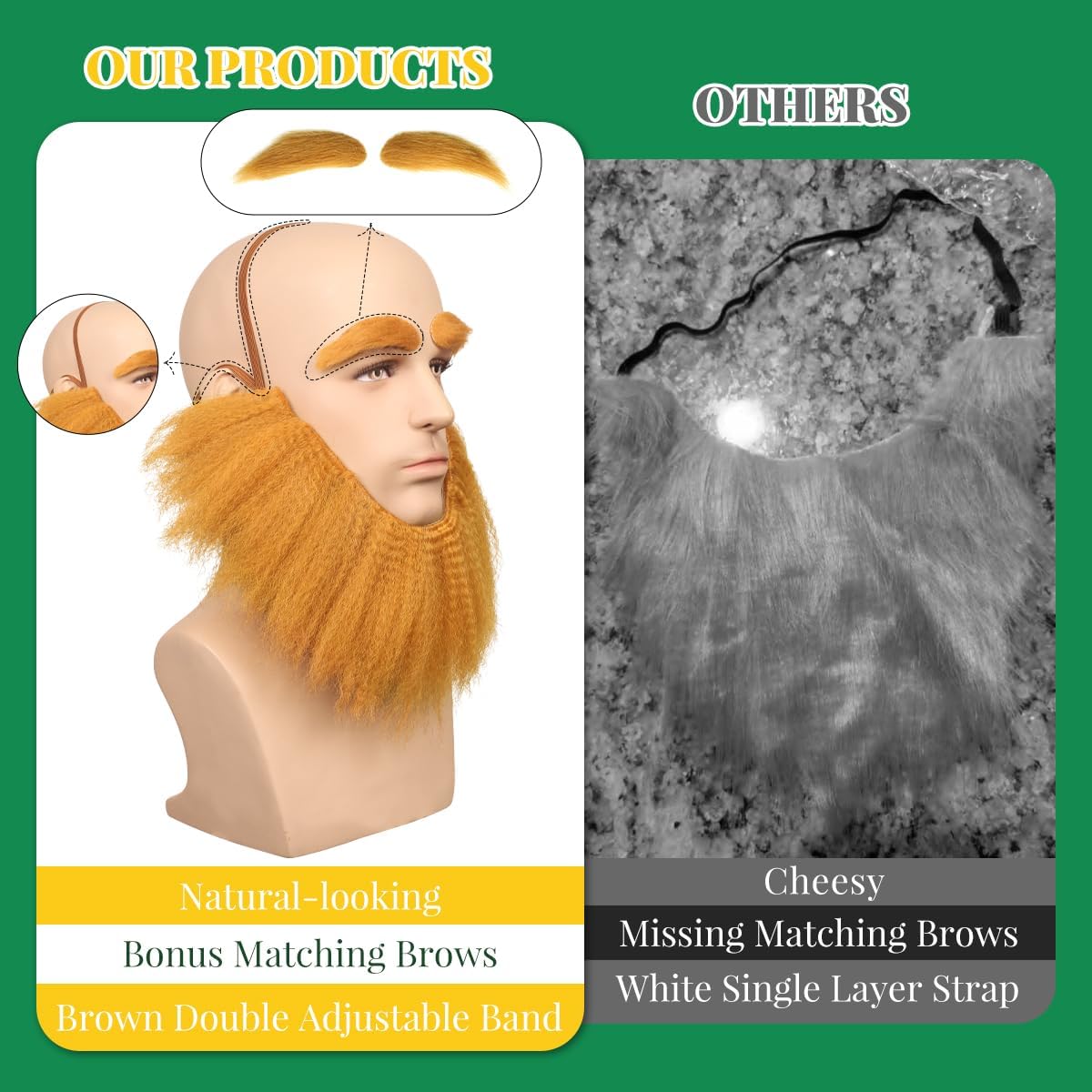 Honcloud St. Patrick's Day Fake Beard Accessory for Cosplay & Halloween