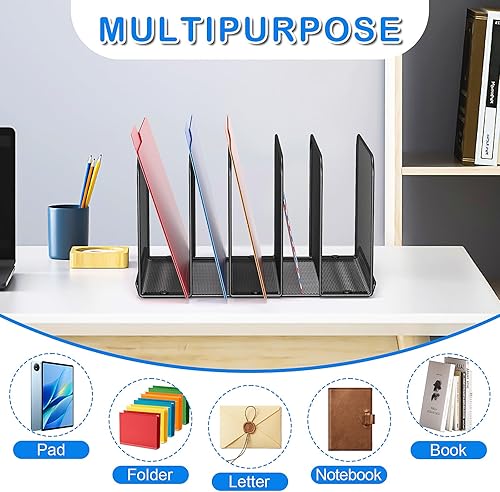 Miniatura 3 de Soporte para archivosestanteclasificador de 5 secciones, organizador de archivos de malla, organizador de carpetas de archivos, organización de