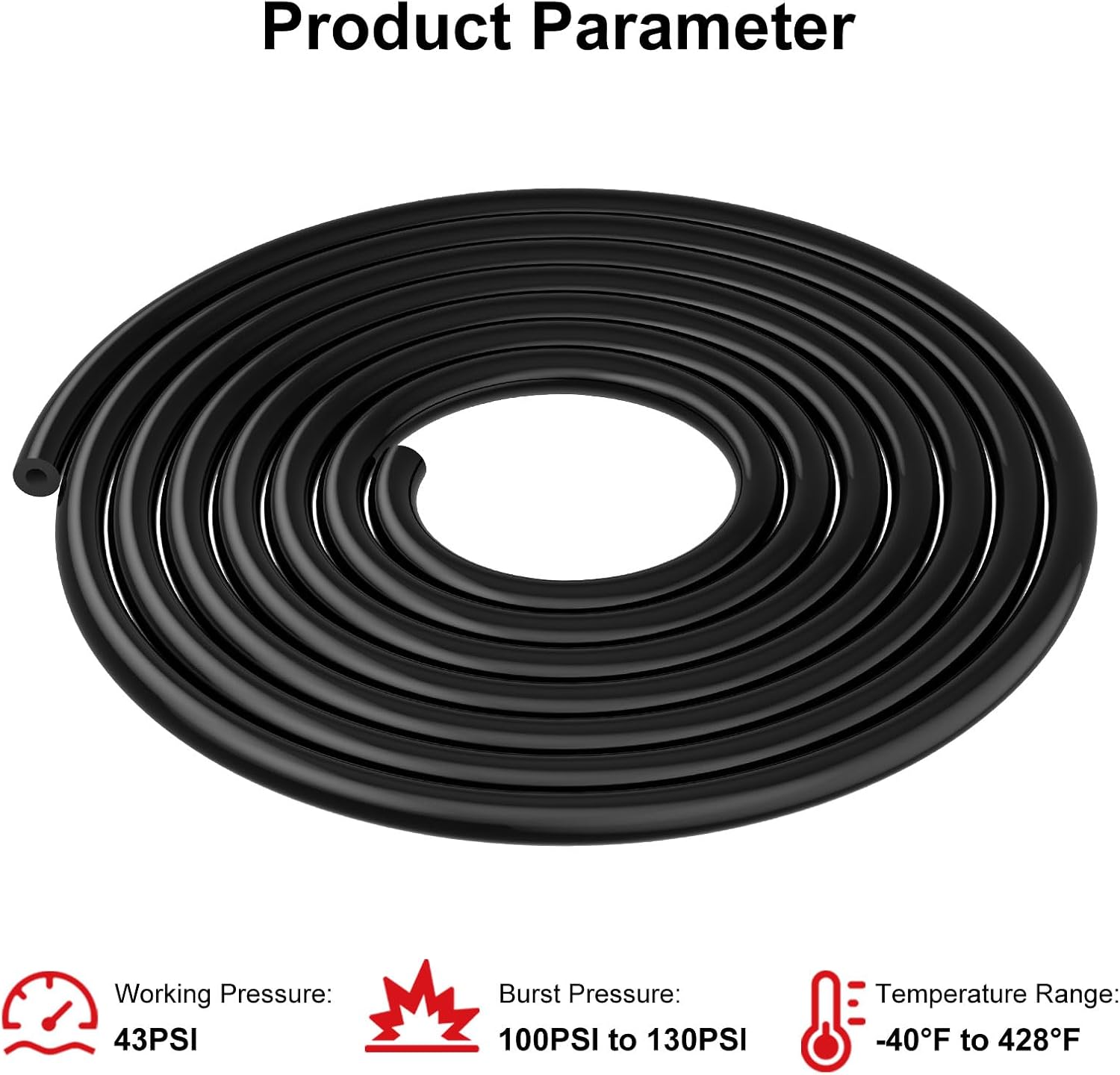 5/32 1/4 5/16 3/8 Vacuum Hose,10FT 4PCS Silicone Vacuum Tubing Hose Line Kit 130PSI Black (ID 4mm 6mm 8mm 10mm)