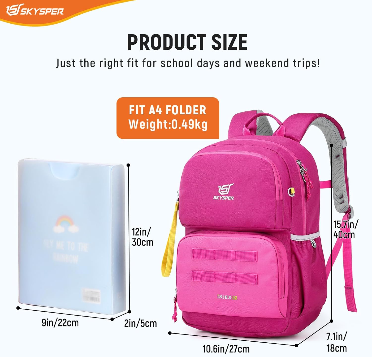 SKYSPER Kids Backpack for School 15" H Kindergarten Elementary Bookbag Children Travel Daypack for Camping - Image 2