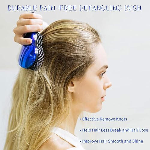 Miniatura 2 de 79STYLE 3 cepillos desenredantes sin nudos para cabello rizado de niños, sin enredos para niñas y niños pequeños (tamaño 7.4 pulgadas, dorado)