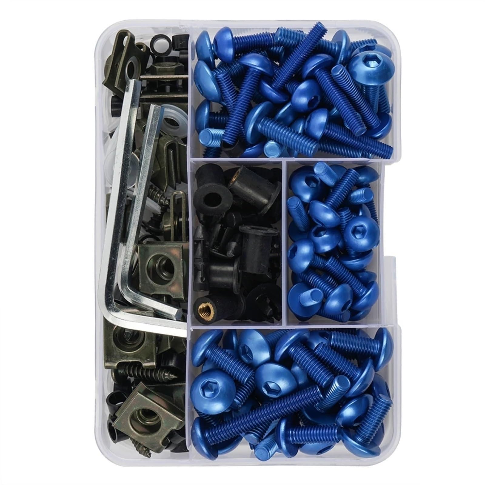 Viti per Carrozzeria Set Compatibile con M5 M6 Parti Generali Moto Bulloni Viti Dadi Moto Carrozzeria Viti Carena Bulloni Kit 190 Pezzi 6mm 5mm(Blue)