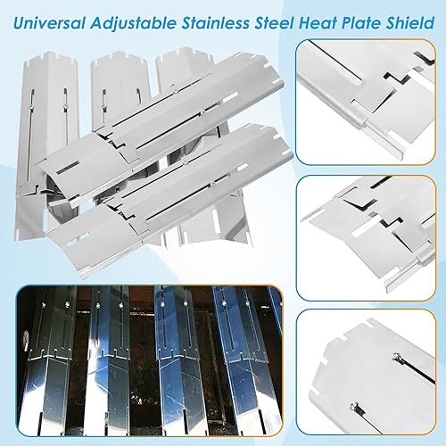 Miniatura 2 de BBQration Paquete de 5 unidades que se extienden de 11.75 pulgadas hasta 21 pulgadas de largo, protector universal de placa térmica de acero