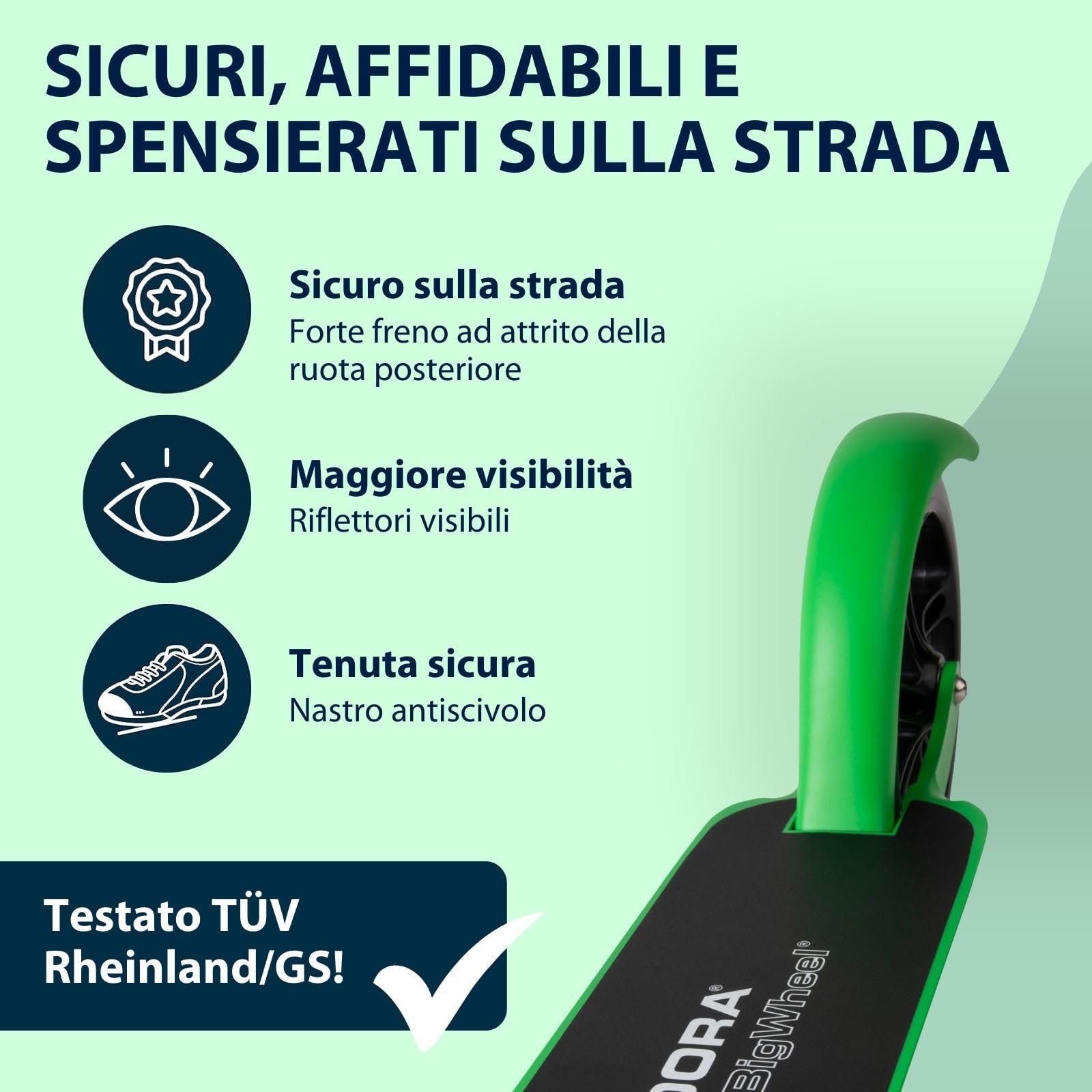 HUDORA BigWheel Scooter 205 I Robusto monopattino in alluminio I Monopattino da città regolabile in altezza e pieghevole I Monopattino per bambini e adulti fino a 100 kg