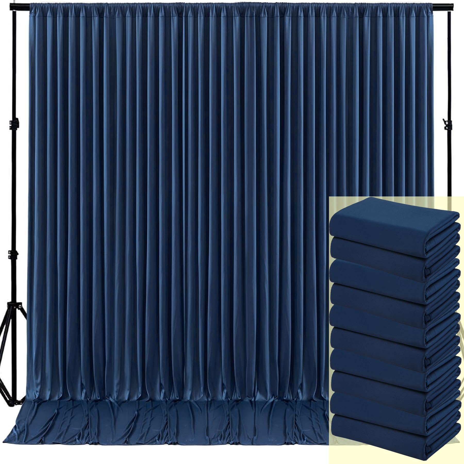 10ft x 10ft Wrinkle Free Black Backdrop Curtains for Parties, 2 Panels 5ftx10ft Polyester Photo Backdrop Drapes for Wedding Birthday Graduation Photography Background — view 80