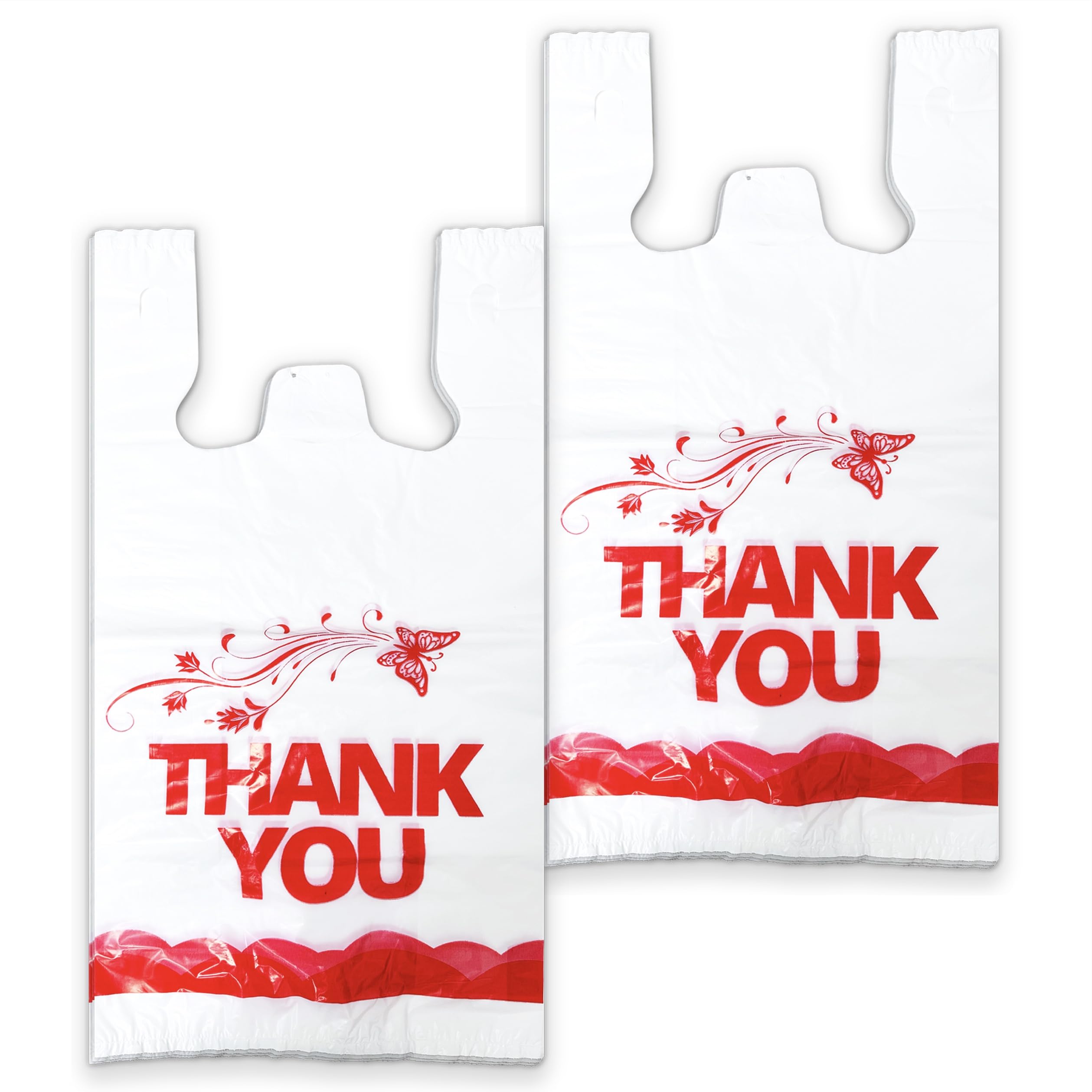YoYoRain White Thank you bags, 100PCS T shirt bags, To Go Bags,Grocery bags, Reusable and Disposable,Perfect for Small Business,Take Out,Retail, Large