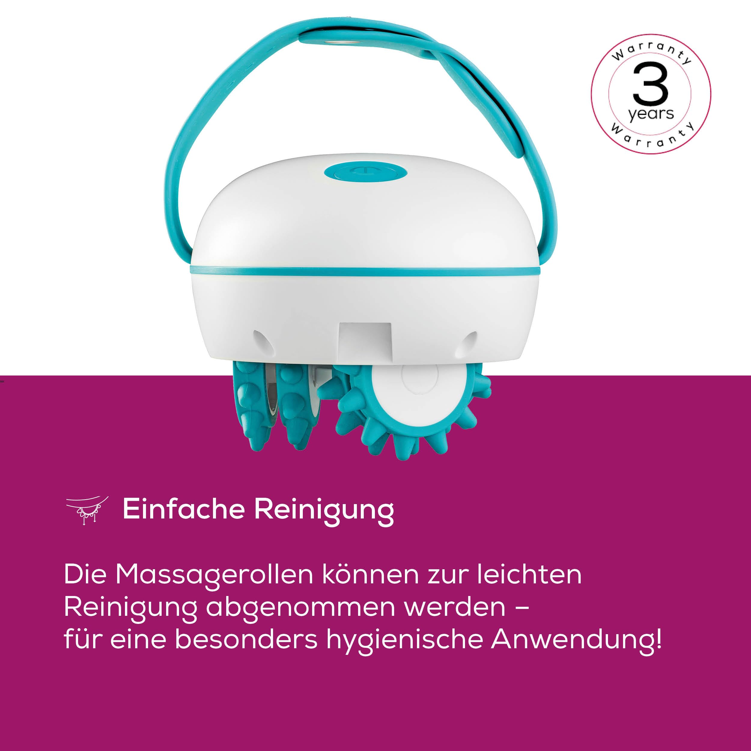Beurer CM 51 Cellulite Massagegerät für straffere Haut, effektive Bindegewebsmassage, elektrischer Massageroller mit 2 Intensitätsstufen und verstellbarem Handgriff, ergonomisches Design