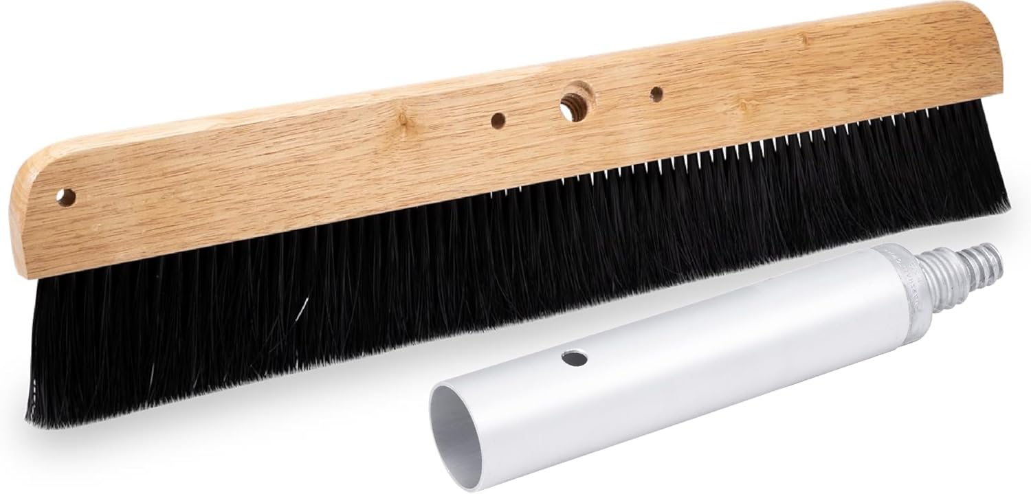 MARSHALLTOWN 36 Inch Horsehair Concrete Broom, 1 3/4 Inch Push Button Adapter