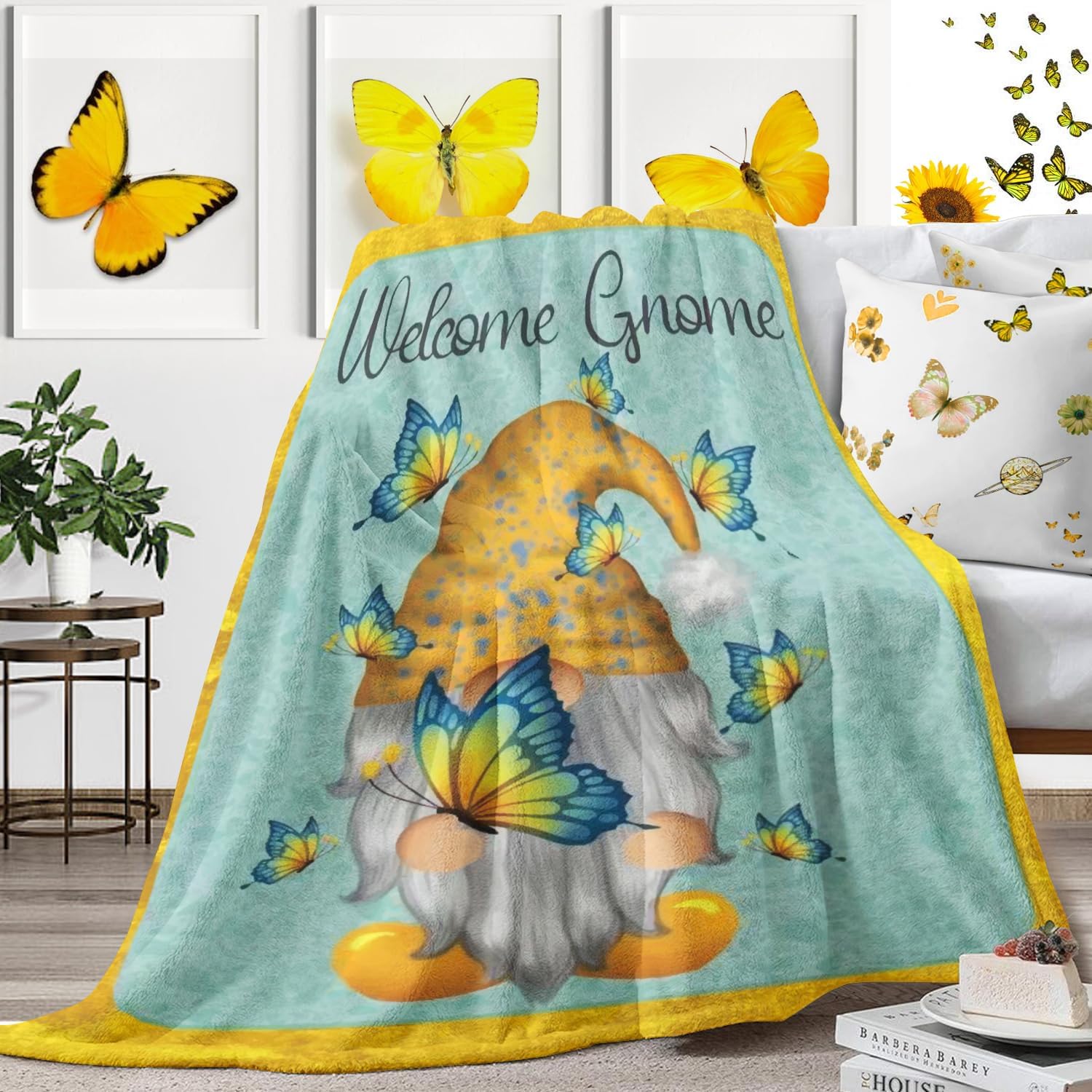 Hexagram Sunflower Blanket, Sunflower Decor for Home Throw