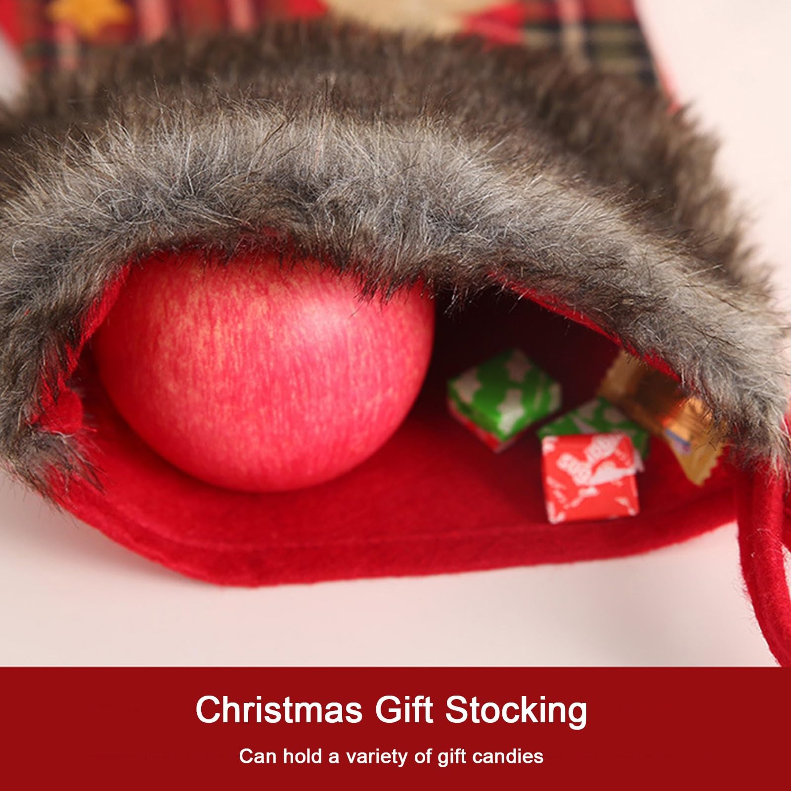 Weihnachtsstrumpf, Weihnachtsbaum Geschenktüte Bonbontasche, Nikolausstiefel Zum Befüllen, Nikolausstiefel Socken, Nikolaussocke Weihnachtsdekoration für Kamin, Weihnachtsbaum, Treppe(3PCS)