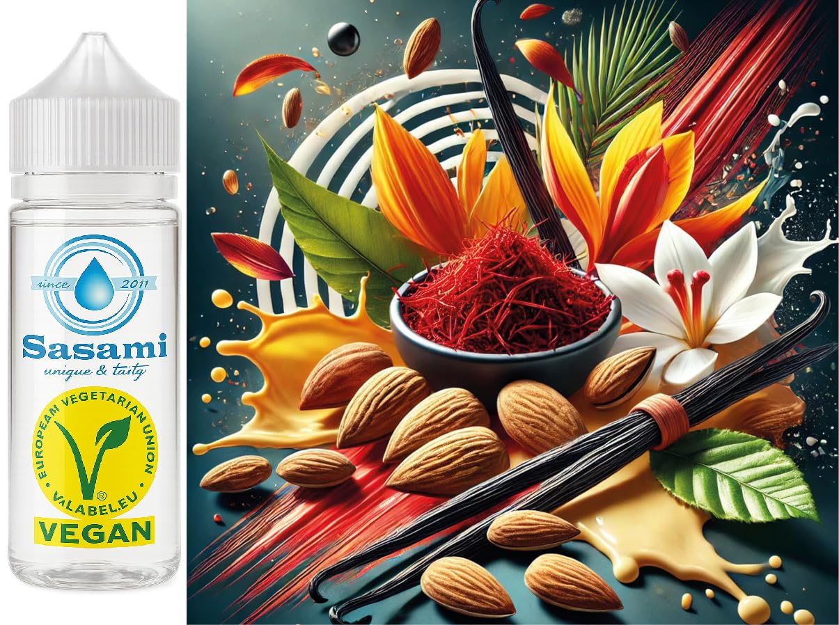 Royal Almond-Saffron Cream - Saffron Almond Vanilla Flavor Concentrate - Vegan - Sasami - 100ml