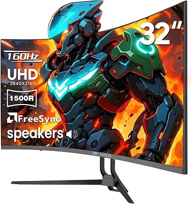 CRUA 32" Curved Gaming Monitor, 4k UHD(3840 * 2160P) VA Scre - best 32 inch gaming monitors